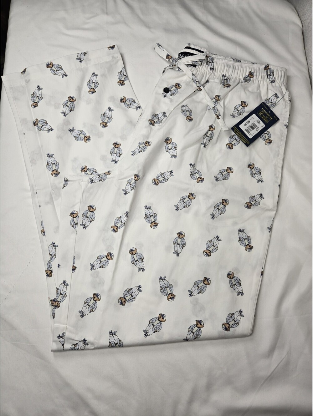 Polo Ralph Lauren Polo Bear Men's White Cotton Pajama Pants L Drawstring